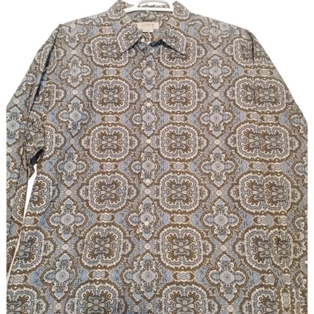 J. Crew Men's Mandala Print Button Up Shirt Size‎ XXL Long Sleeve Boho Casual